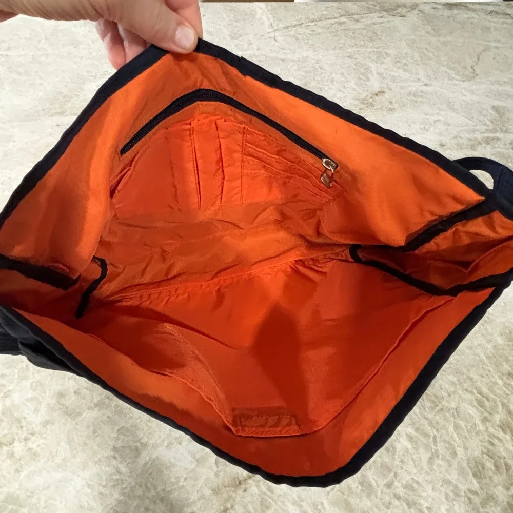 Hugo‎ Boss Vintage Messenger Bag Navy Orange Nylon Crossbody Y2K Utility